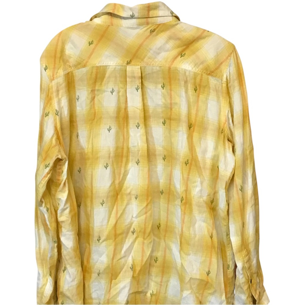 Ariat women Yellow Plaid Shirt Cactus Print XL Billie Jean long sleeve cowgirl - Picture 10 of 11